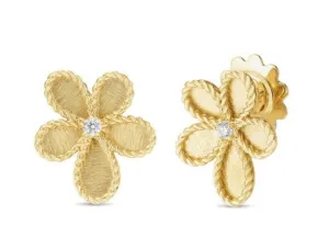 0.07ct Diamond Jasmine Flower Earrings in 18K Yellow Gold