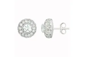 1 1/5 Carat White Gold 14kt Circular Diamond Earrings