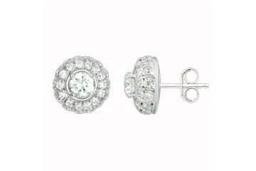 1 1/5 Carat White Gold 14kt Circular Diamond Earrings