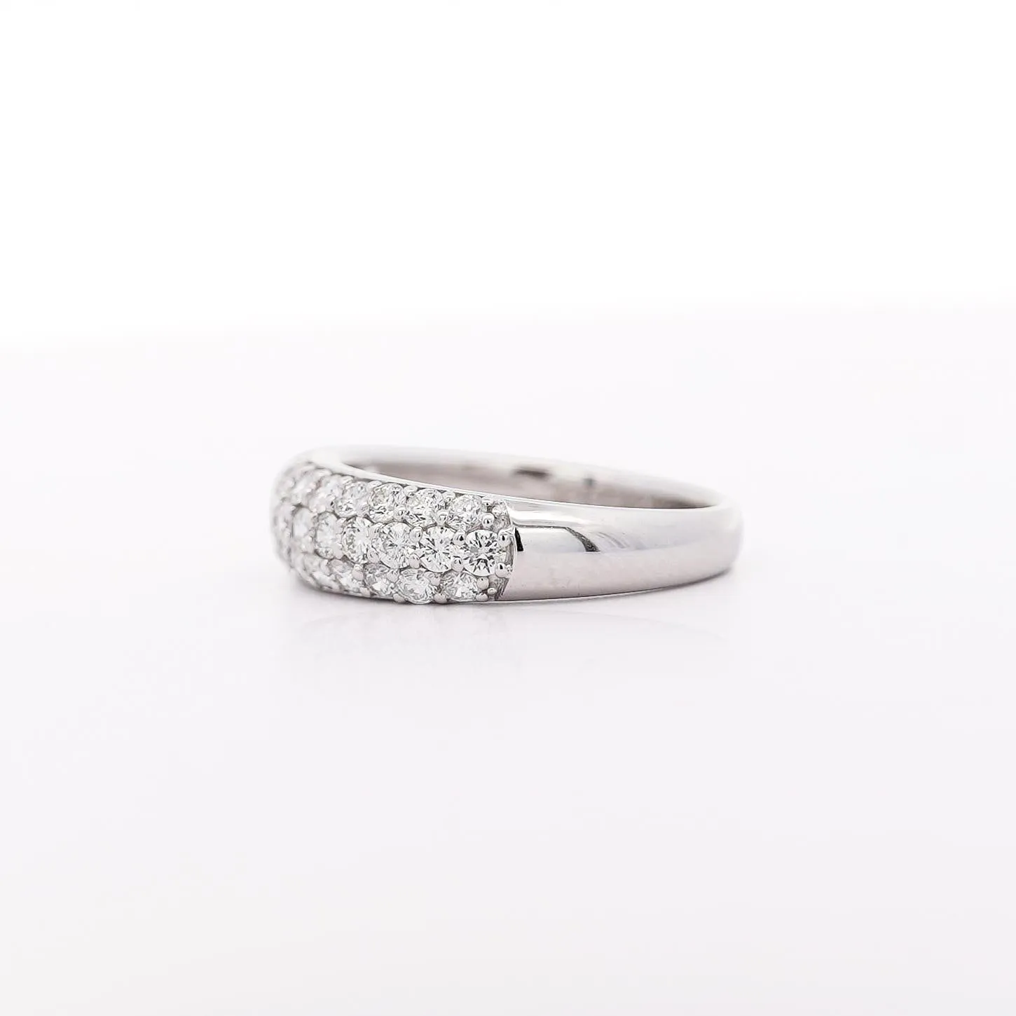 1 Carat Pave Diamond Dome Platinum Band Ring
