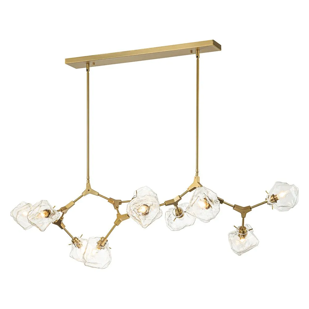 10-Light Modern Ice Glass Cube Branch Linear Chandelier