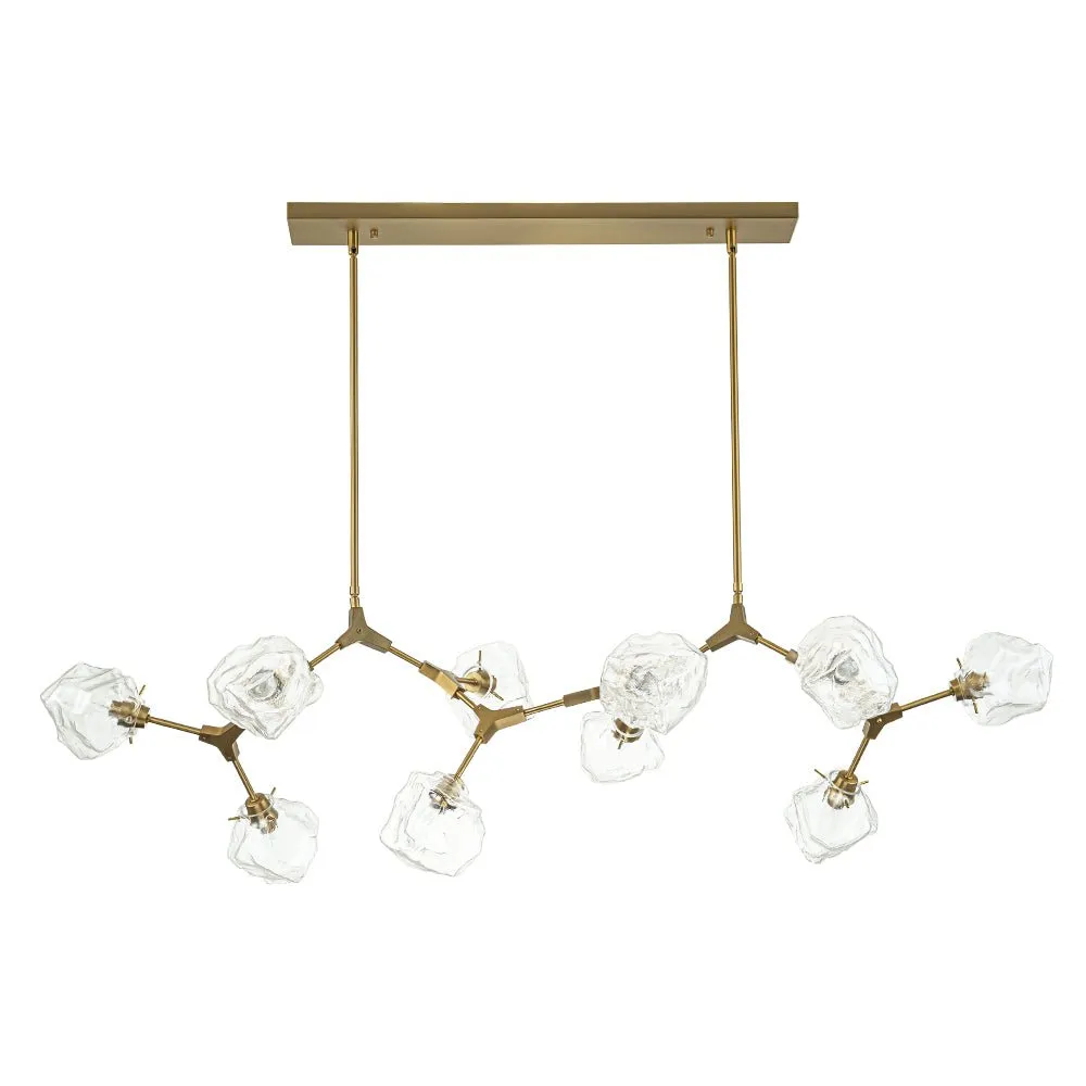10-Light Modern Ice Glass Cube Branch Linear Chandelier