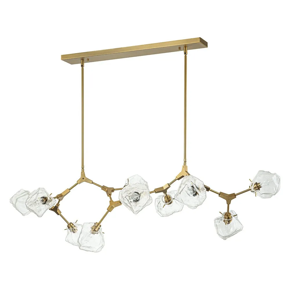 10-Light Modern Ice Glass Cube Branch Linear Chandelier