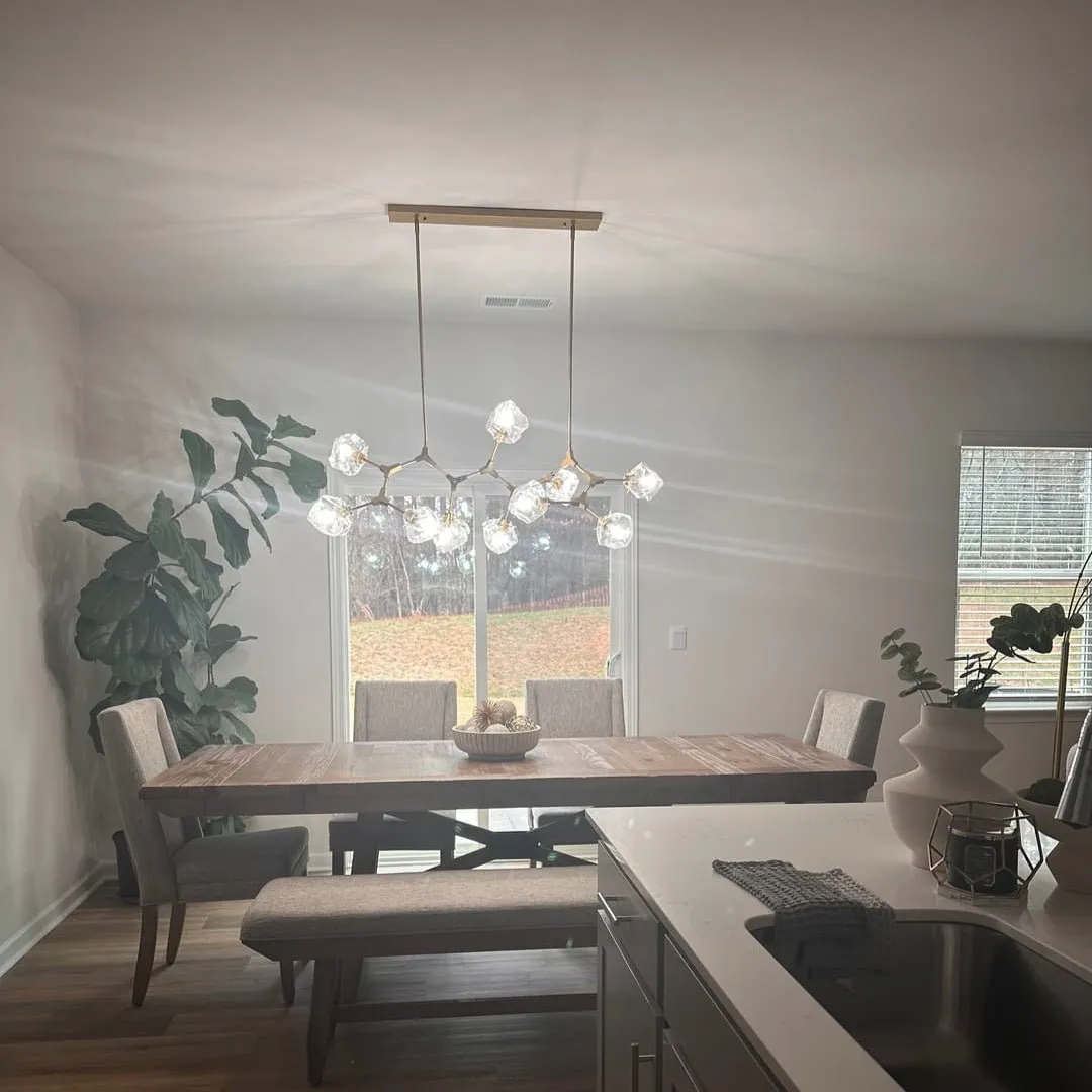 10-Light Modern Ice Glass Cube Branch Linear Chandelier