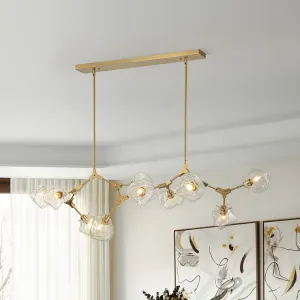 10-Light Modern Ice Glass Cube Branch Linear Chandelier