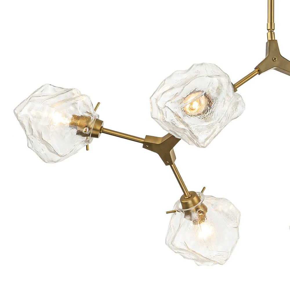 10-Light Modern Ice Glass Cube Branch Linear Chandelier