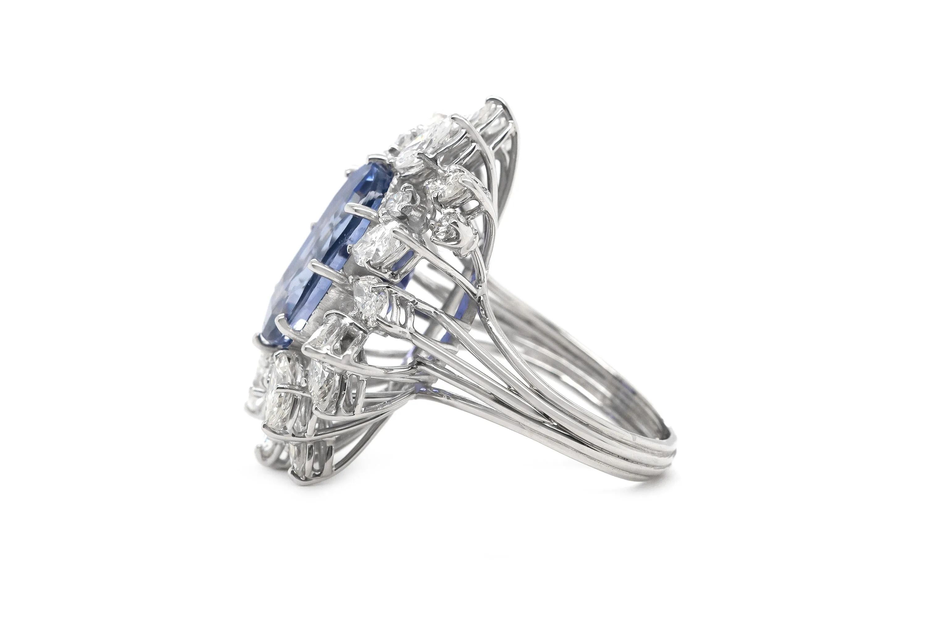 10.59 Carat Ceylon Sapphire and 5.00 Carat Diamond Cluster Ring