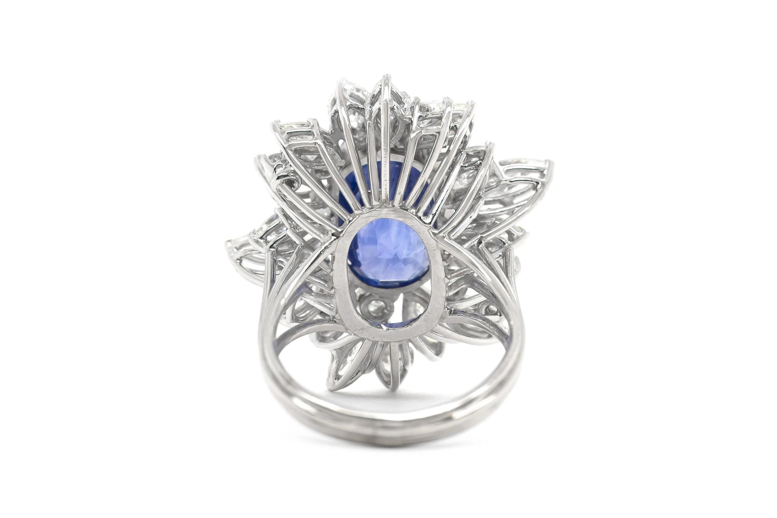 10.59 Carat Ceylon Sapphire and 5.00 Carat Diamond Cluster Ring