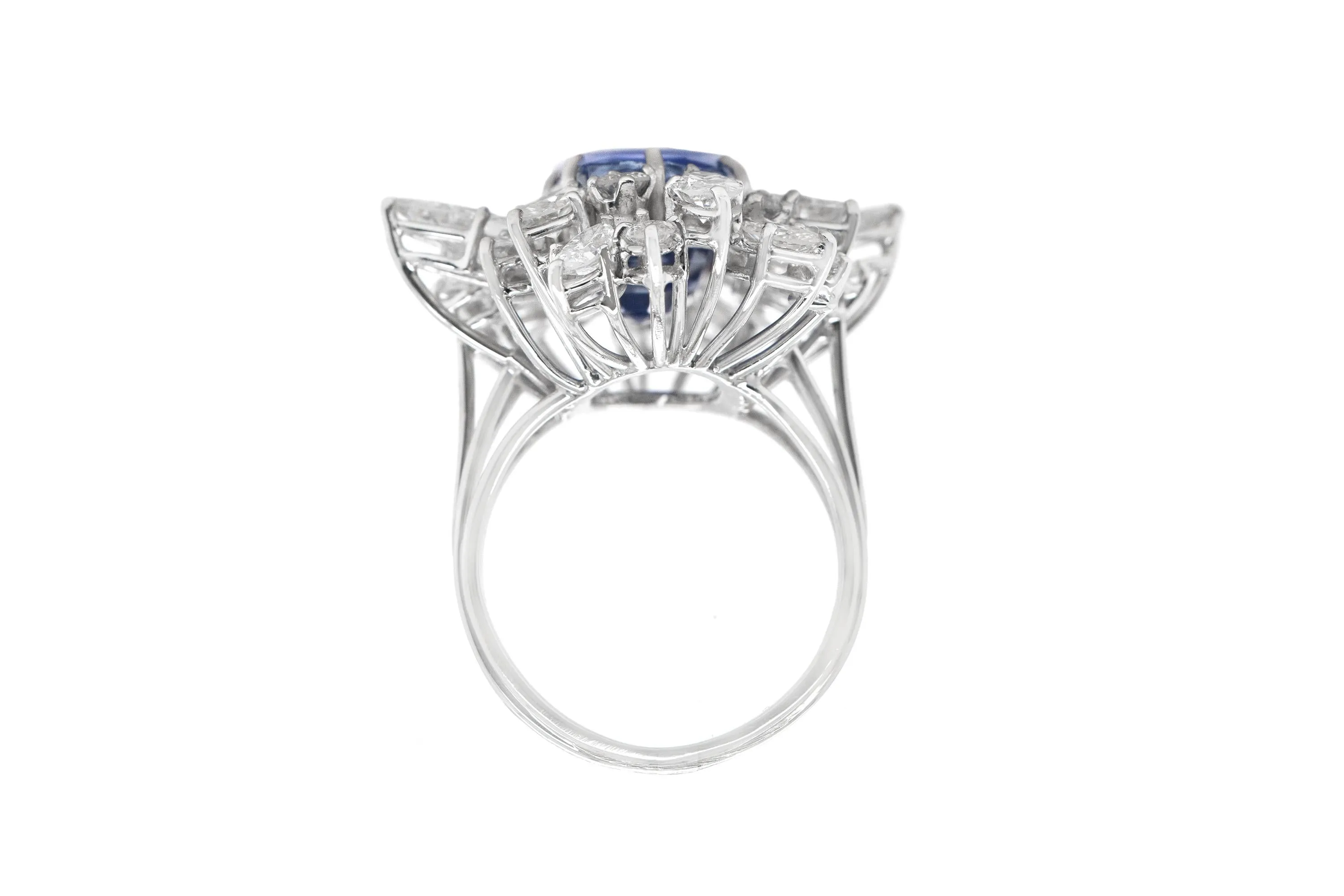10.59 Carat Ceylon Sapphire and 5.00 Carat Diamond Cluster Ring