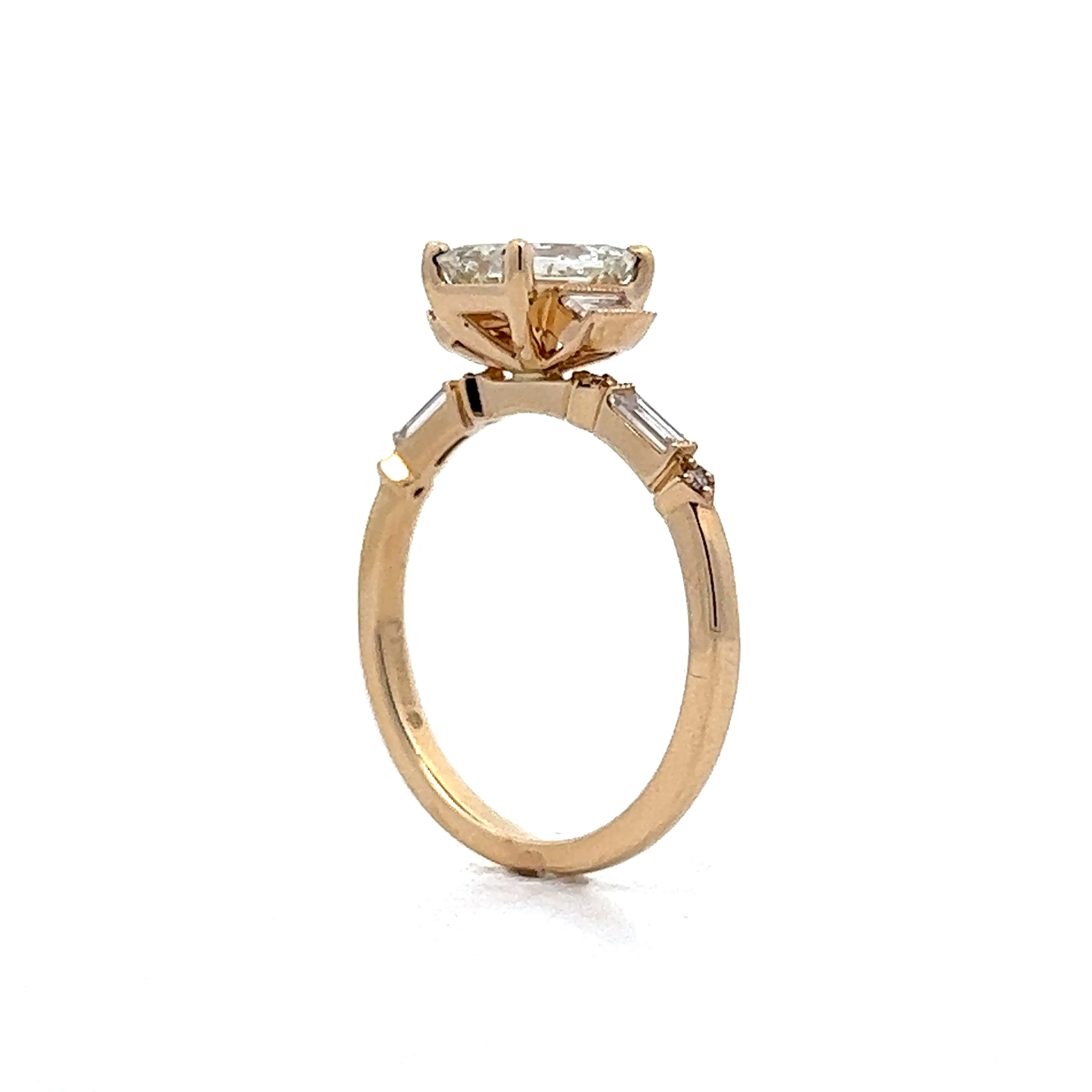 1.09 Emerald Cut Three Stone Engagement Ring in 14k Yellow Gold