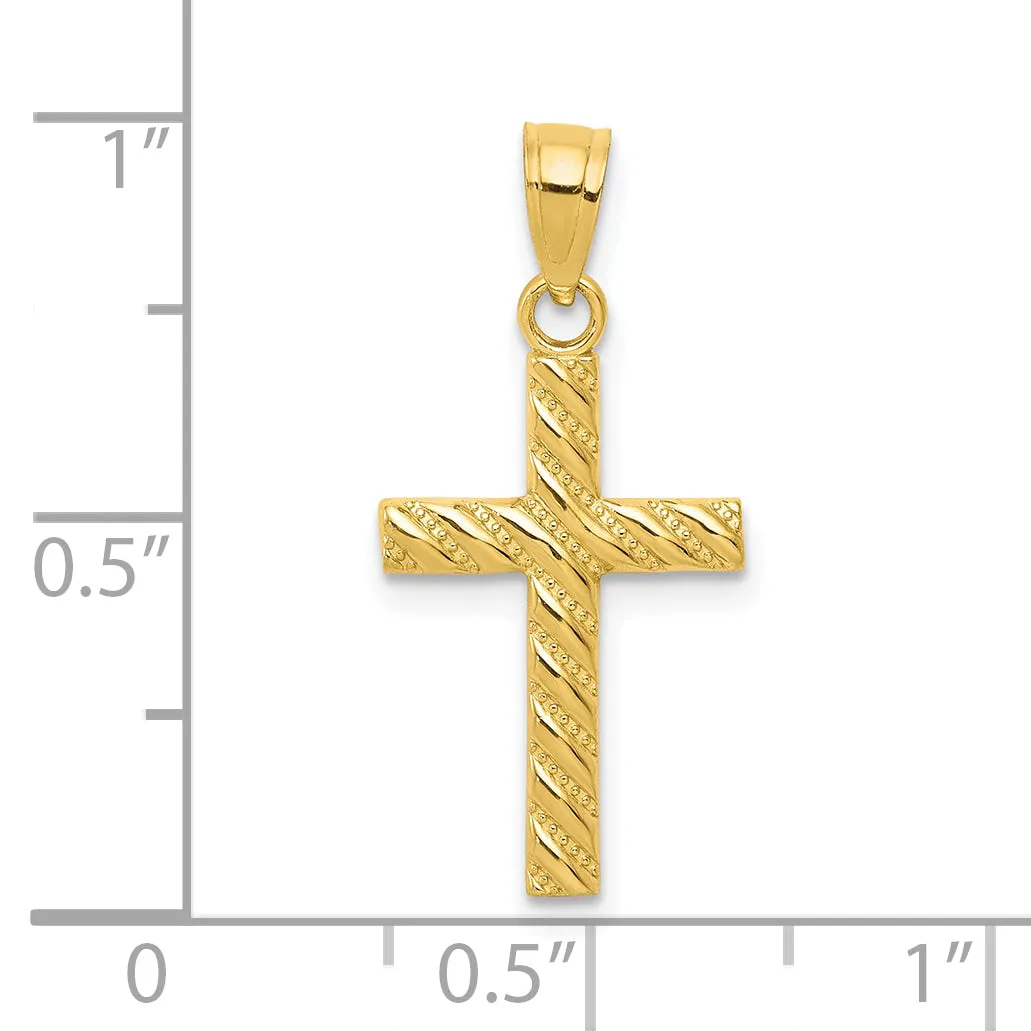 10K Gold Cross Pendant with Polished Finish  Elegant and Solid Design