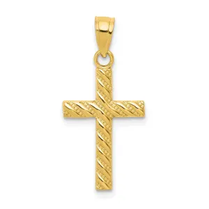 10K Gold Cross Pendant with Polished Finish  Elegant and Solid Design
