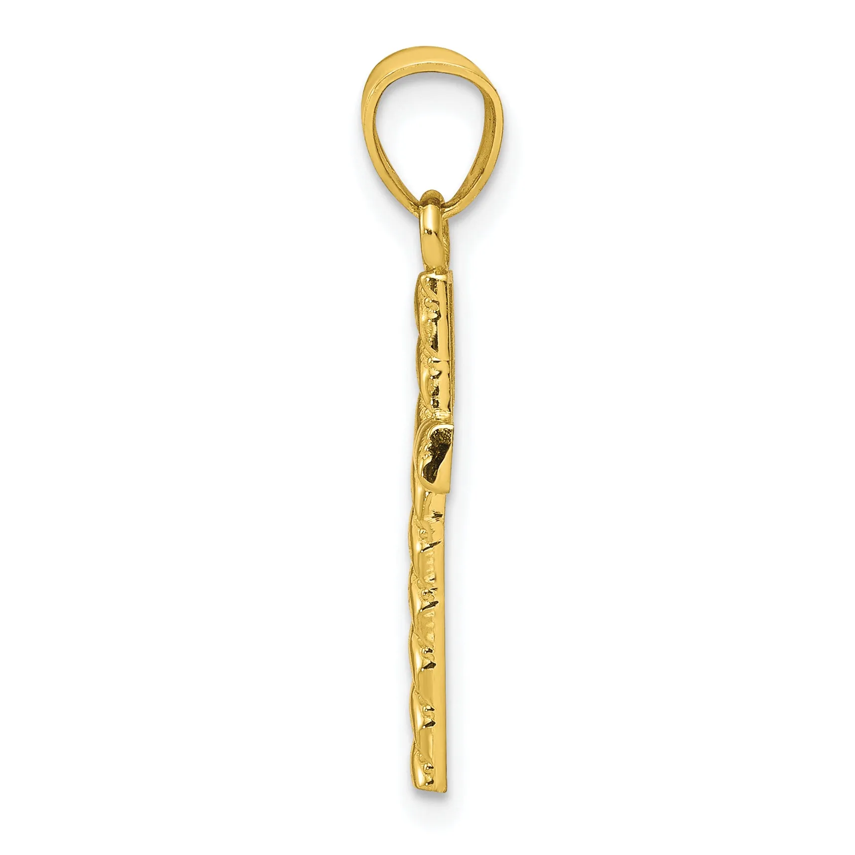 10K Gold Cross Pendant with Polished Finish  Elegant and Solid Design
