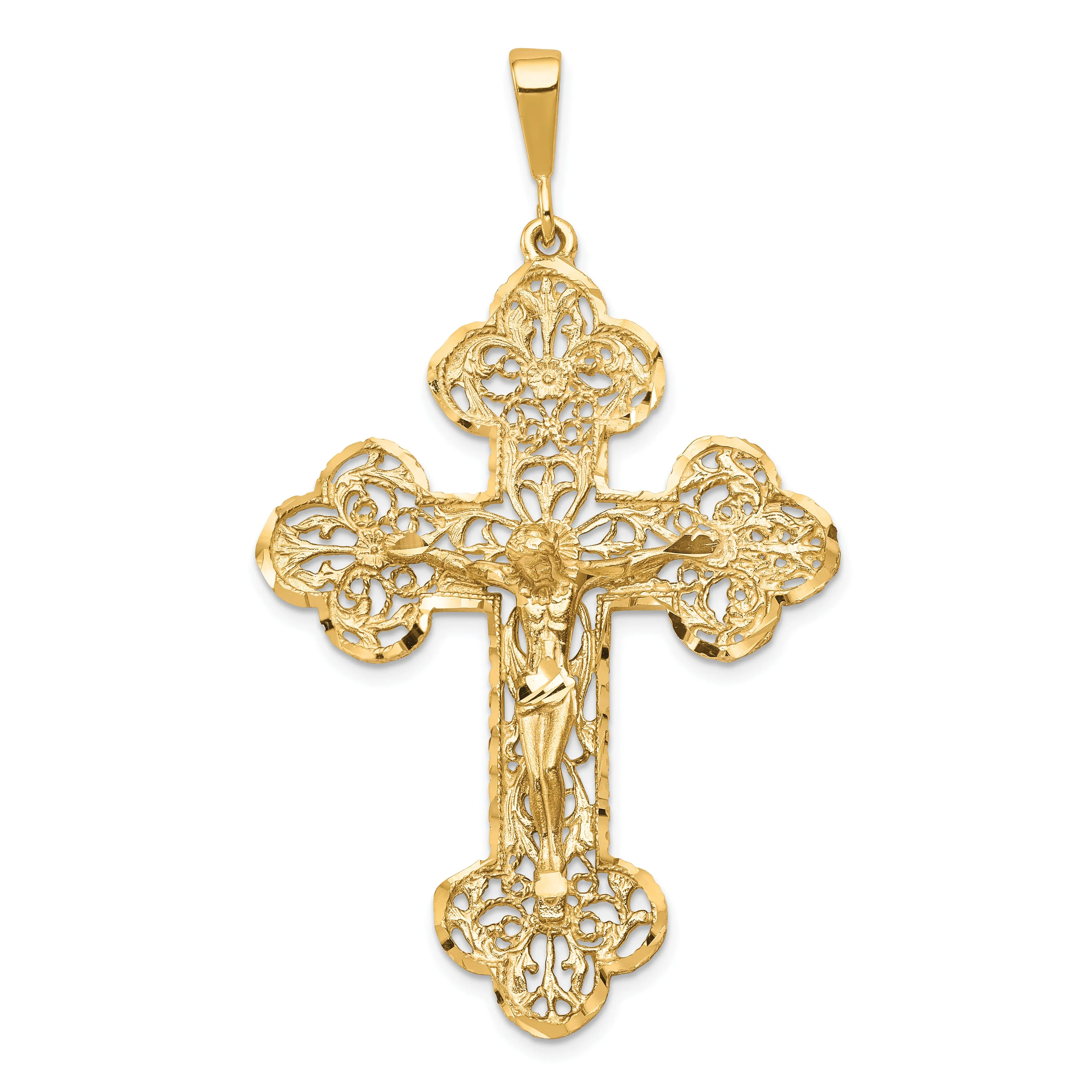 10K Gold Crucifix Charm with Polished Finish and Solid Design