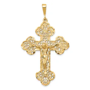 10K Gold Crucifix Charm with Polished Finish and Solid Design
