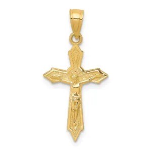 10K Gold Crucifix Pendant with Polished Finish Solid Cast Design