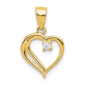 10K Gold CZ Heart Pendant with Polished Finish  Elegant and Gift Ready