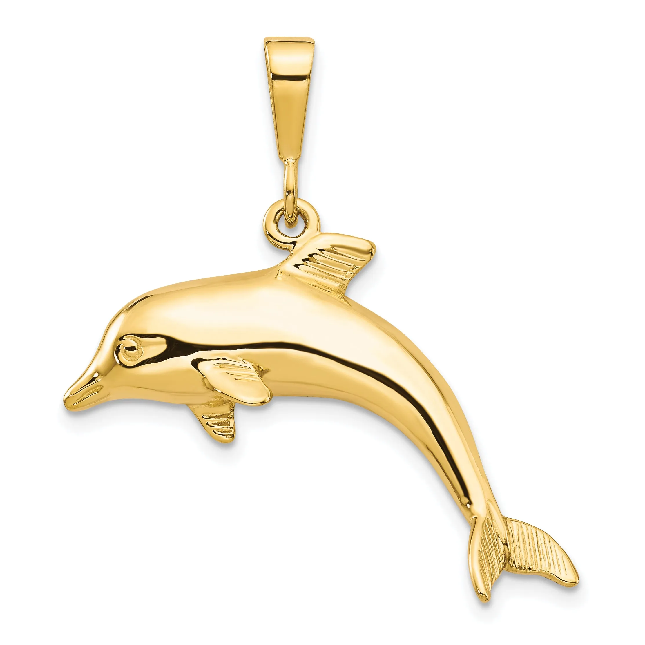10K Gold Dolphin Charm with Polished Finish in Yellow Gold