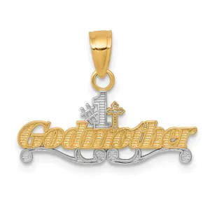 10K Gold Godmother Charm with Rhodium Accents Polished Finish
