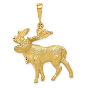 10K Gold Moose Charm Pendant with Polished Solid Finish