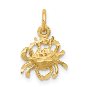 10K Gold Polished Crab Charm Solid Themed Pendant by Sophia Jewelers