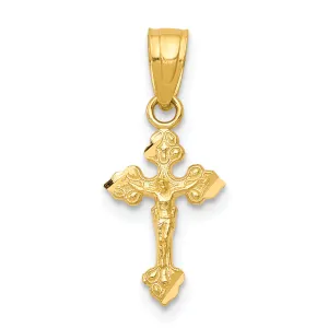 10K Gold Polished Crucifix Pendant Solid Cast Design Small