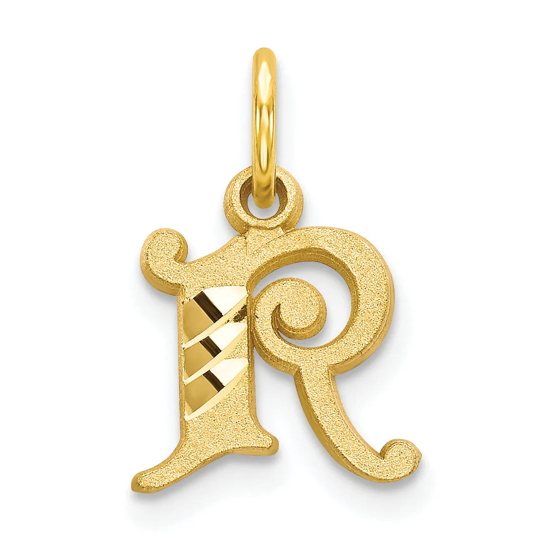 10K Gold Solid Polished Initial R Charm  Elegant Yellow Small Pendant