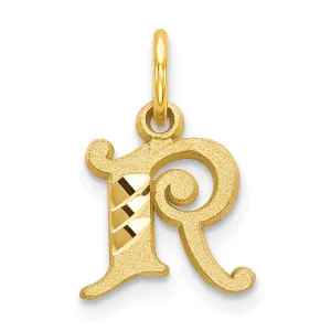 10K Gold Solid Polished Initial R Charm  Elegant Yellow Small Pendant
