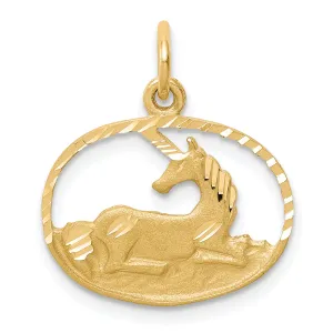 10K Gold Unicorn Charm with Polished Finish Solid Themed Design