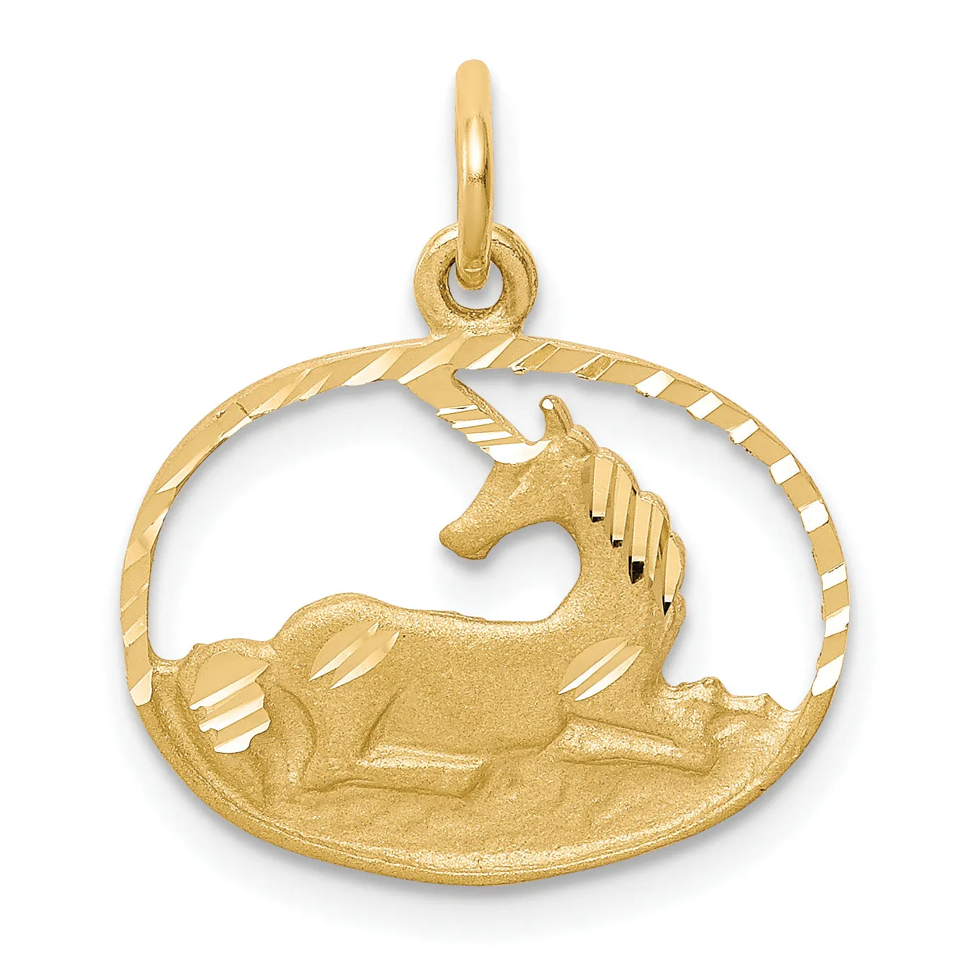 10K Gold Unicorn Charm with Polished Finish Solid Themed Design