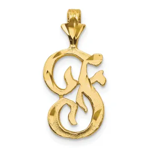10K Yellow Gold Initial F Pendant with Polished Solid Finish