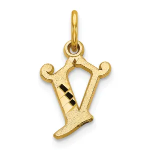 10K Yellow Gold Initial V Charm with Polished Finish Elegant and Petite