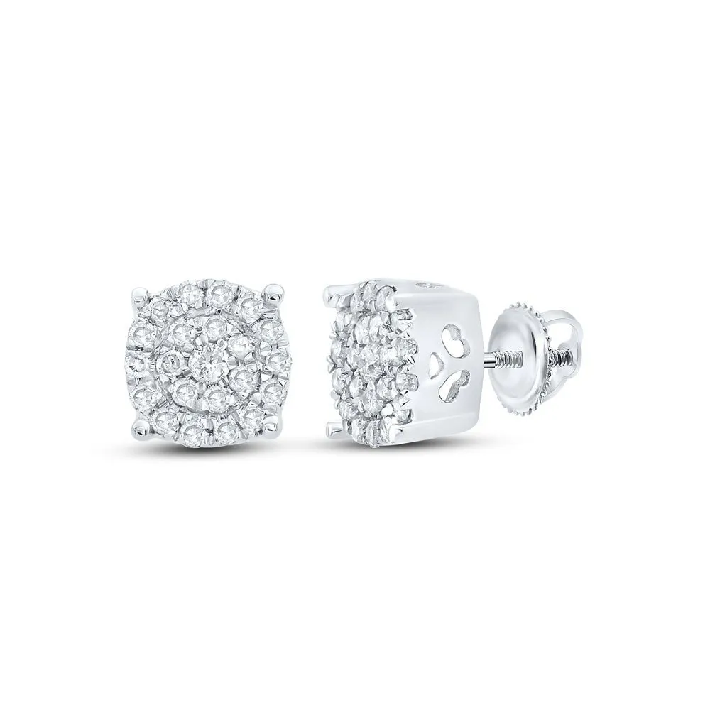 10kt White Gold Sparkling Diamond Cluster Earrings