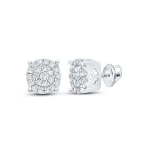 10kt White Gold Sparkling Diamond Cluster Earrings
