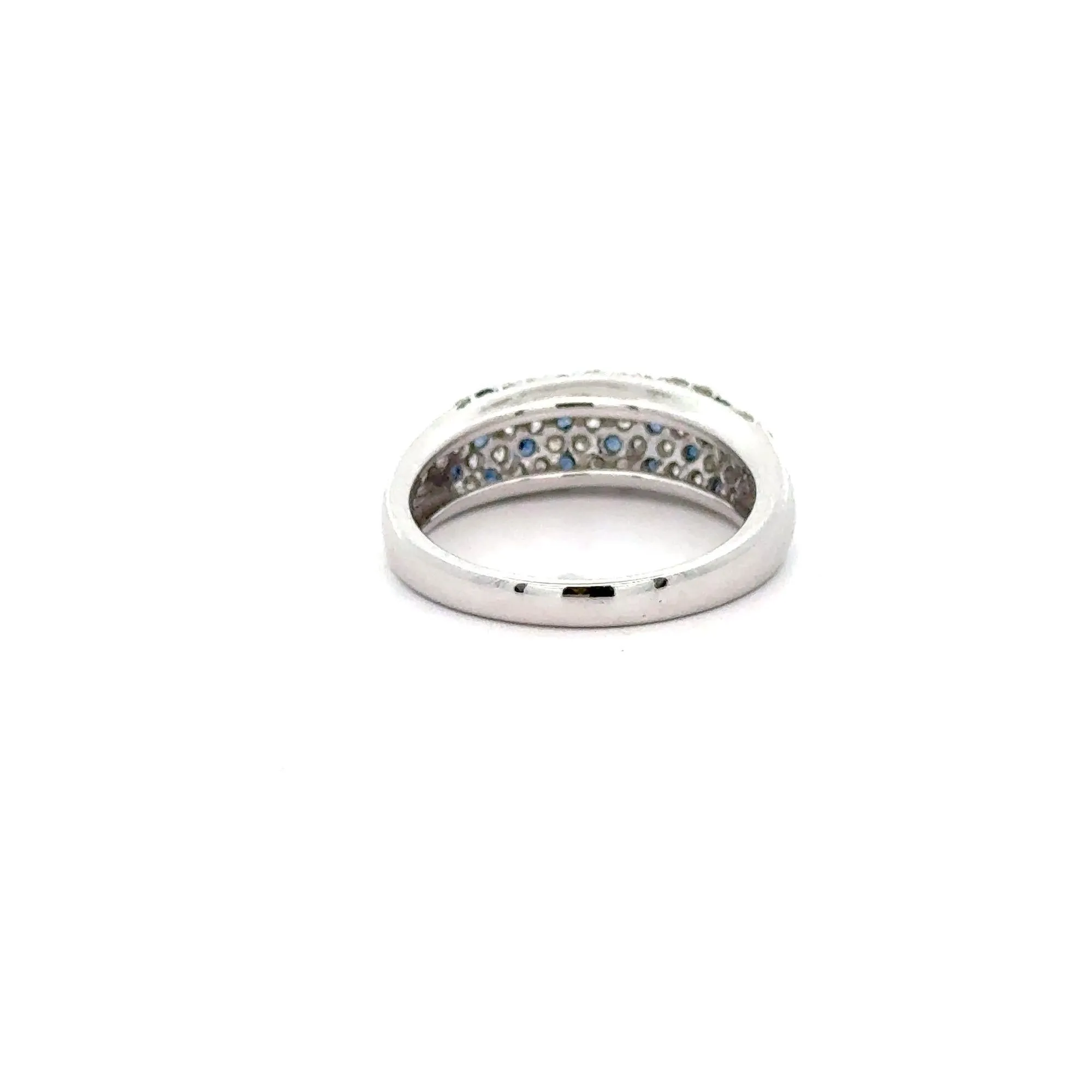 1.10 Carat Sapphire and Diamond Pave Cluster Platinum Band Ring