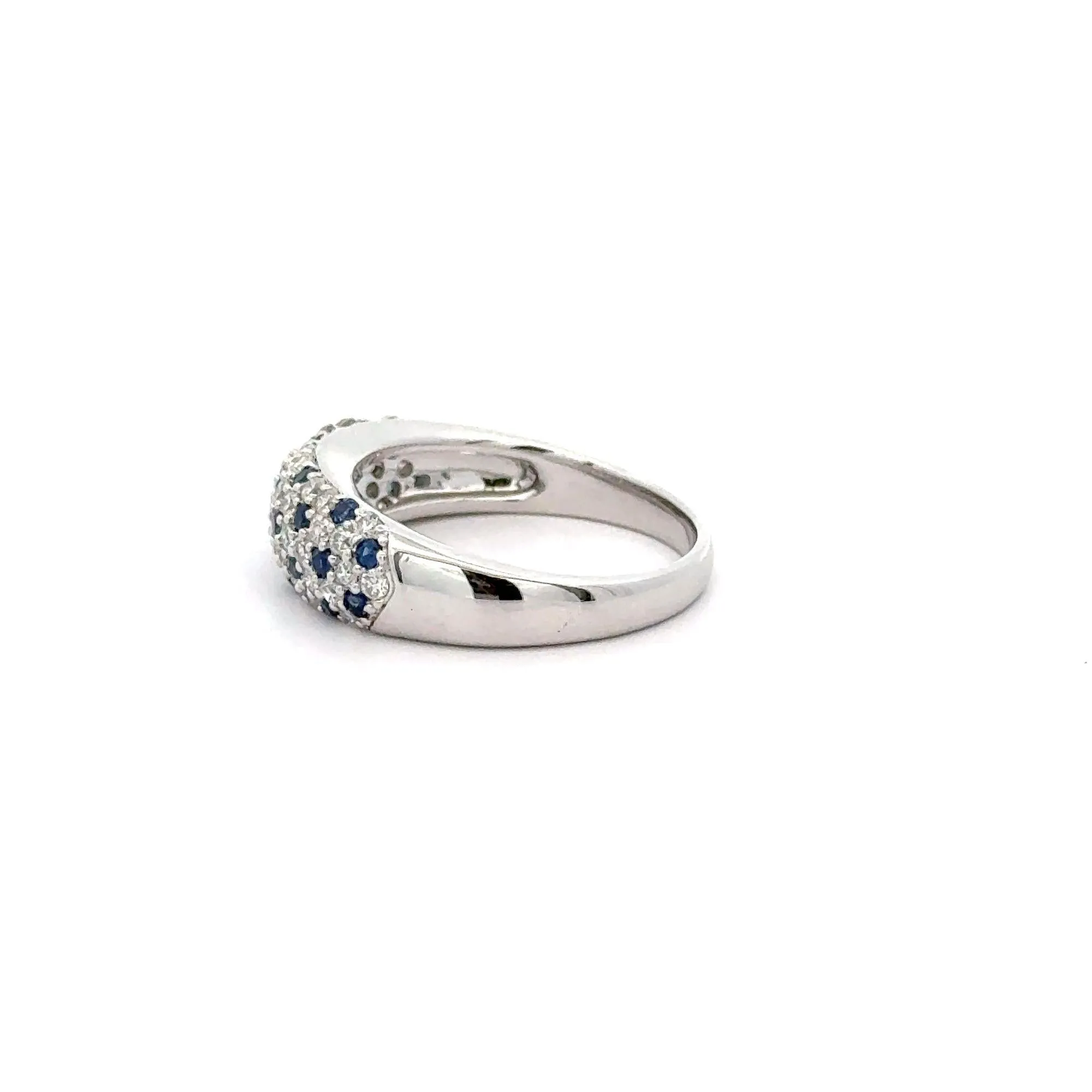 1.10 Carat Sapphire and Diamond Pave Cluster Platinum Band Ring