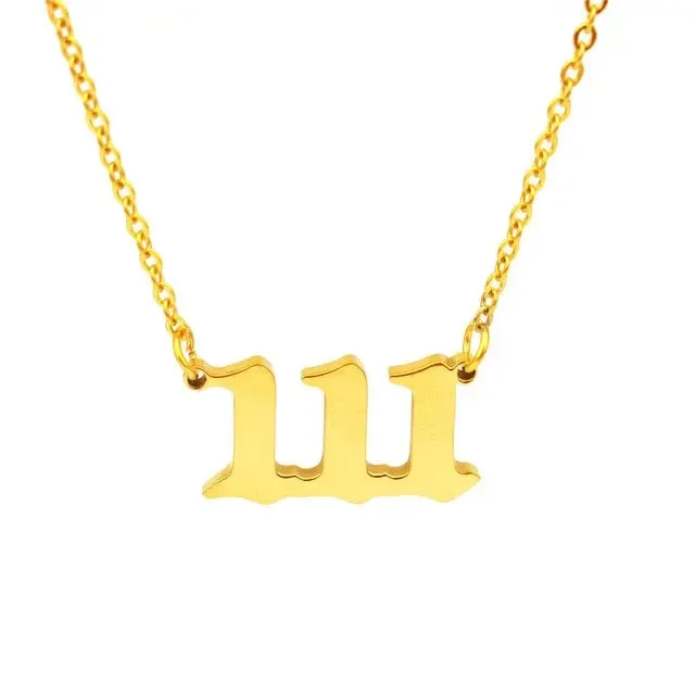 111 222 333 444 555 777 888 999 666 Devil Necklace Stainless Steel Angel Number Necklaces Pendant Charms Minimalist Jewelry