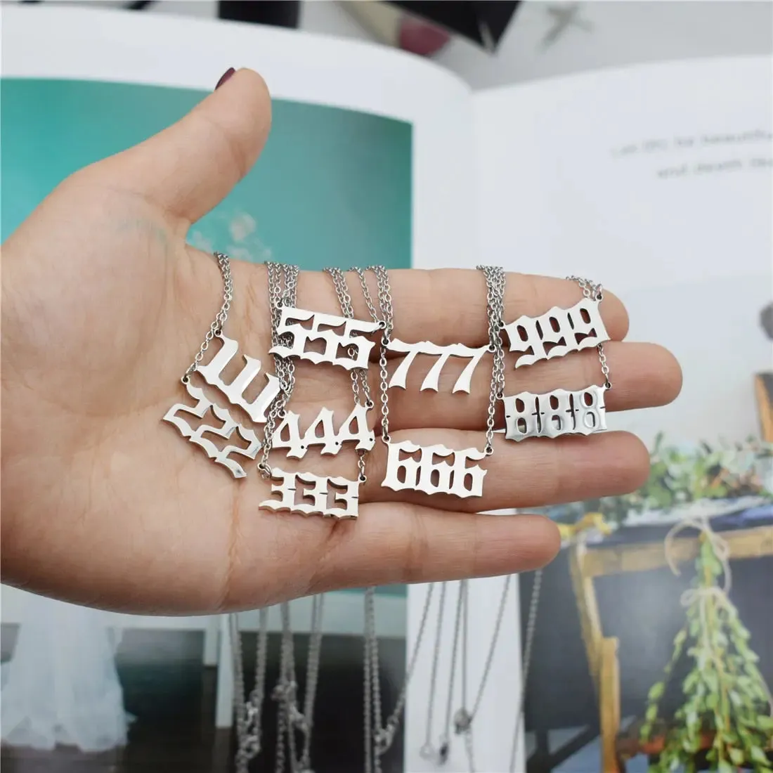 111 222 333 444 555 777 888 999 666 Devil Necklace Stainless Steel Angel Number Necklaces Pendant Charms Minimalist Jewelry