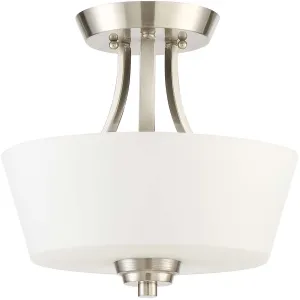 13"W Grace 2-Light Convertible Semi Flush Brushed Polished Nickel