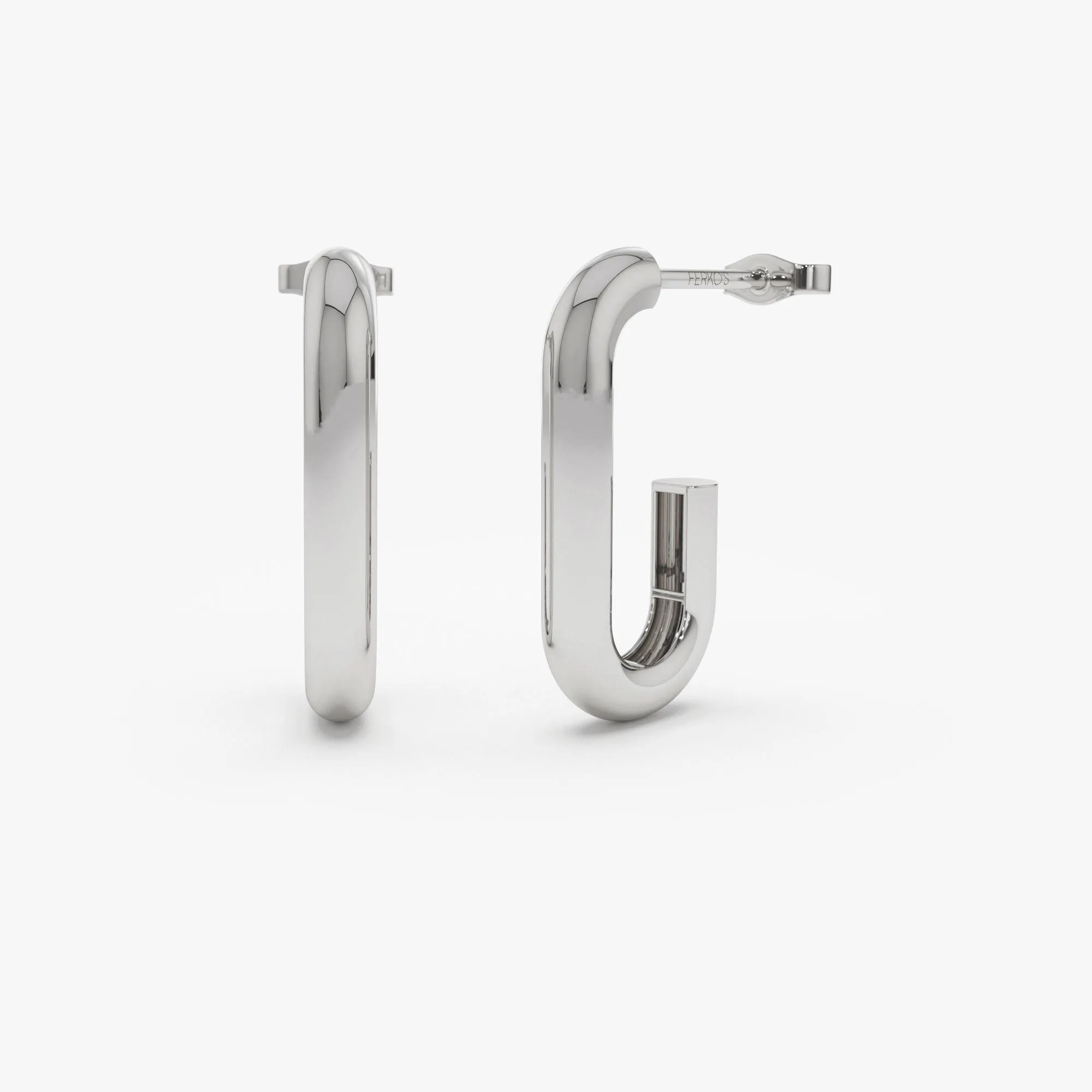 14k Bold Paper Clip Hoop Earrings