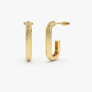 14k Bold Paper Clip Hoop Earrings