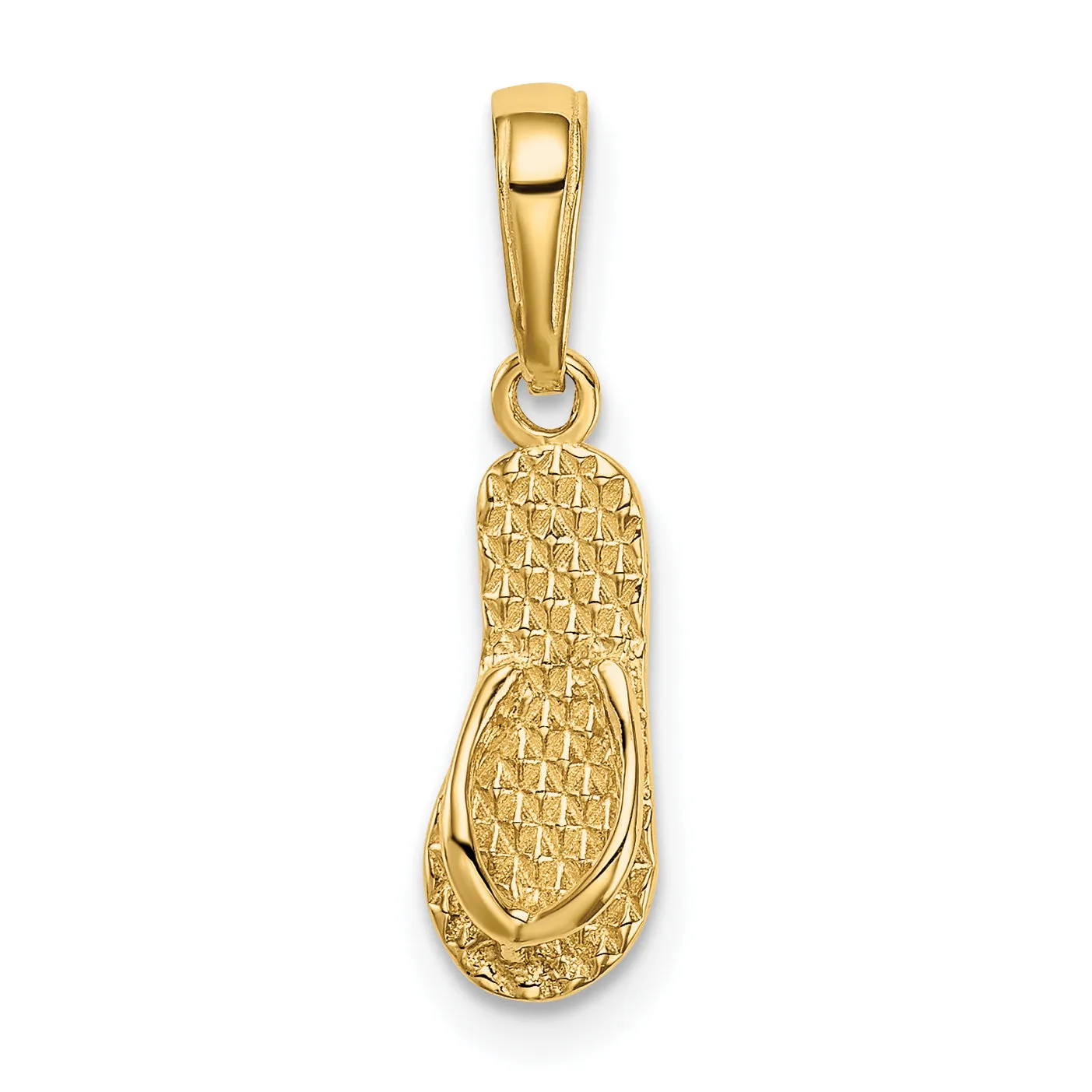 14K Gold 3D Hawaii Flip-Flop Pendant with Textured Reversible Design