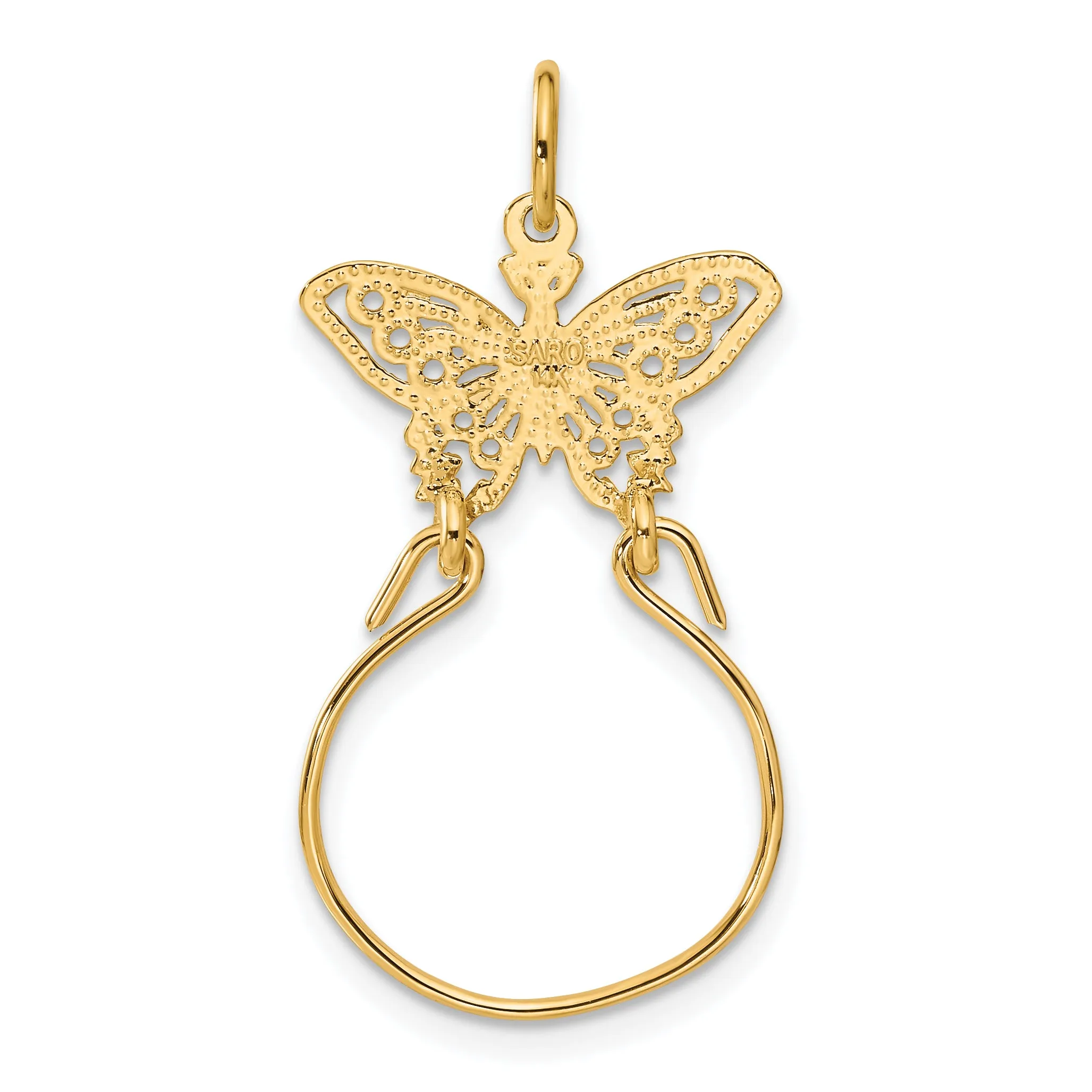 14K Gold Butterfly Charm Holder Pendant  Elegant, Functional Design