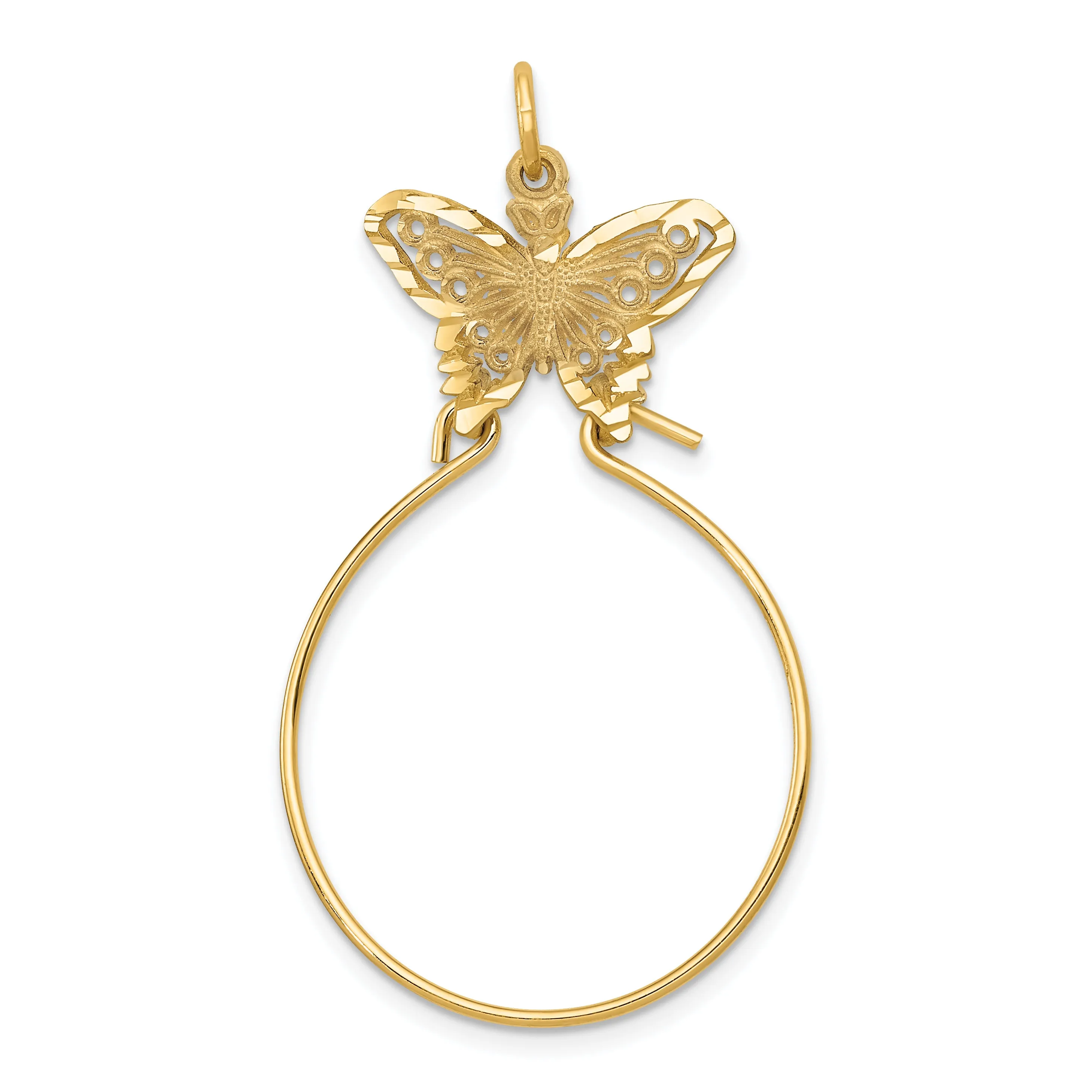14K Gold Butterfly Charm Holder Pendant  Elegant, Functional Design