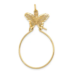 14K Gold Butterfly Charm Holder Pendant  Elegant, Functional Design