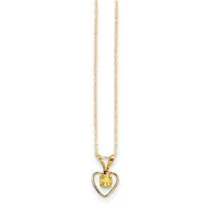 14K Gold Citrine Heart Necklace Elegant November Birthstone Gift