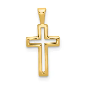 14K Gold Cross Charm Pendant with Sleek Yellow Finish  19mm