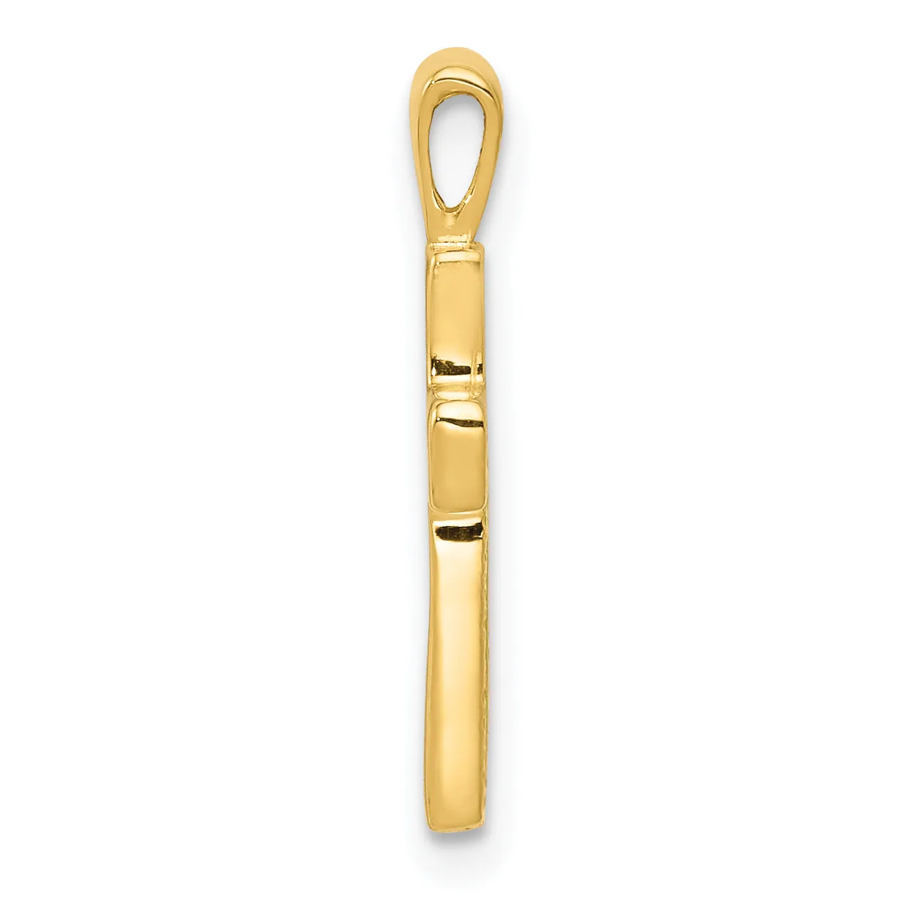 14K Gold Cross Charm Pendant with Sleek Yellow Finish  19mm