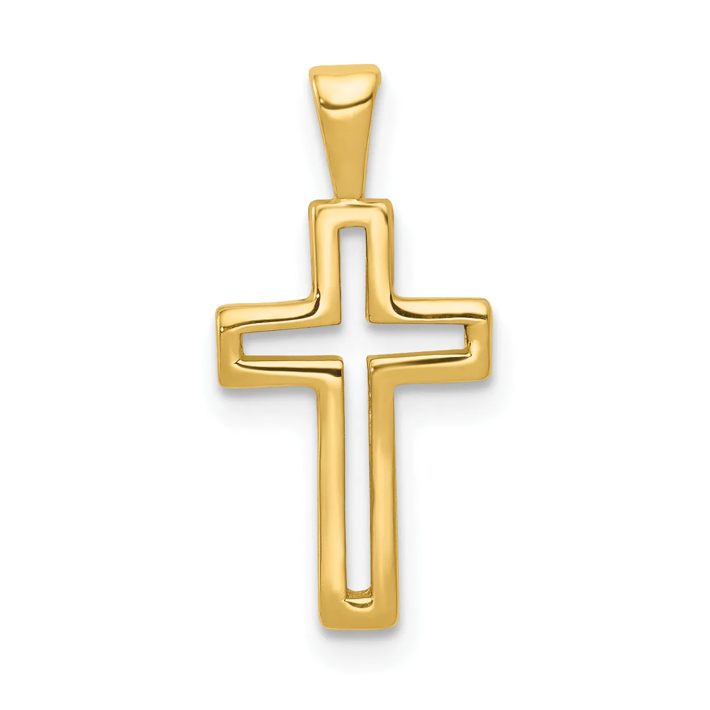 14K Gold Cross Charm Pendant with Sleek Yellow Finish  19mm