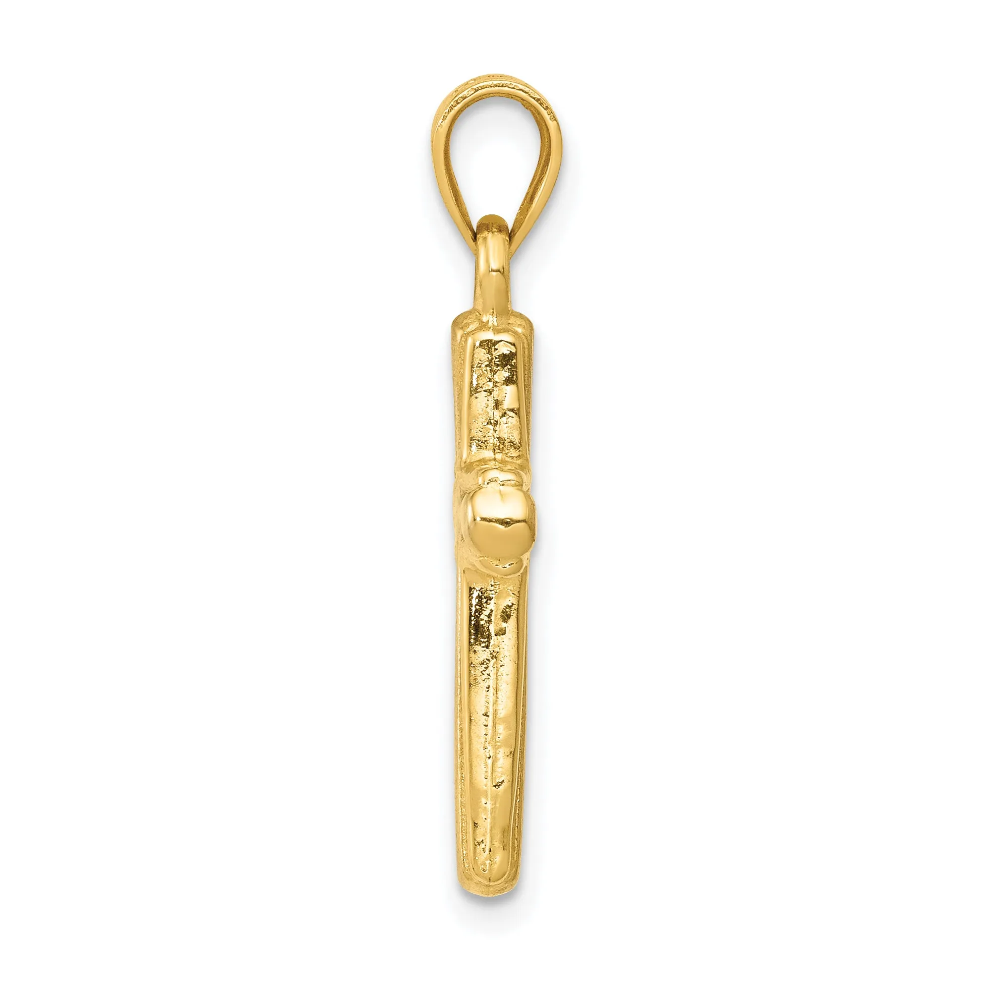 14K Gold Cross Pendant with Rhodium Plating  Elegant Two-Tone Design